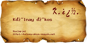 Kálnay Ákos névjegykártya